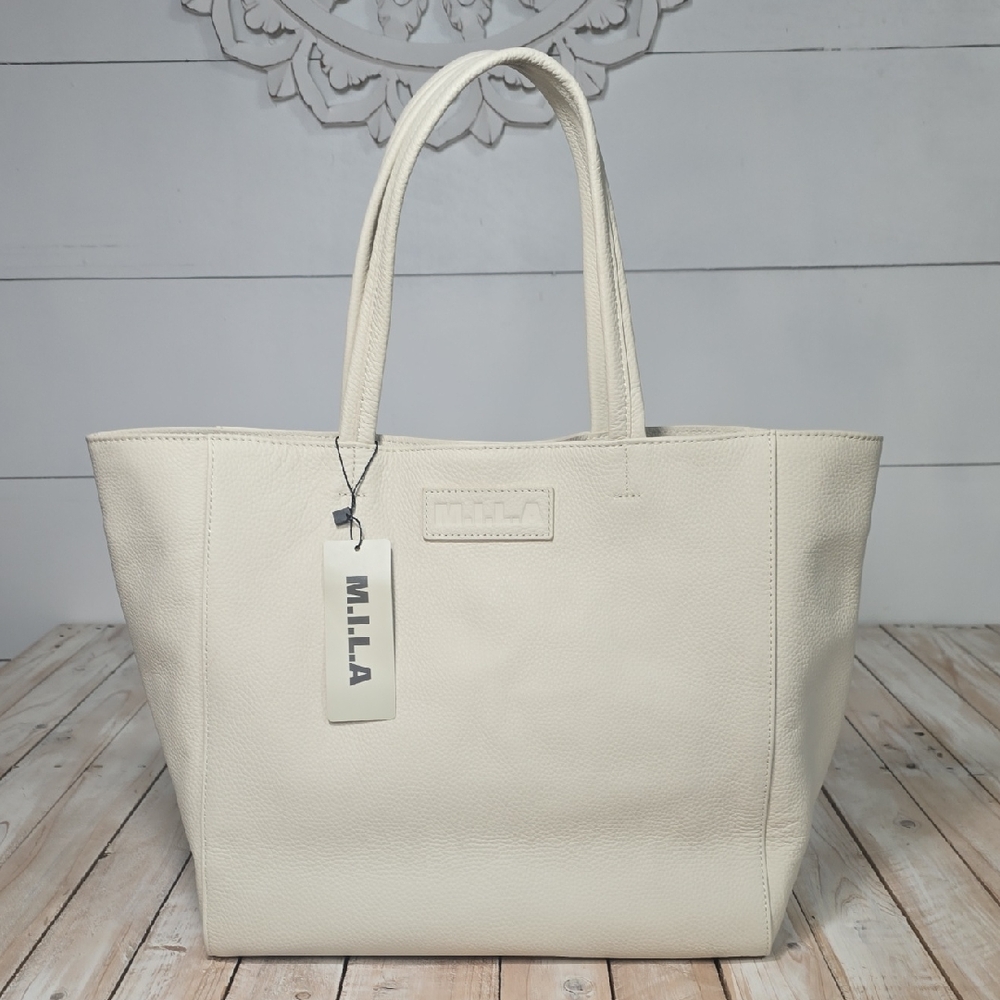 Anna Luxury Leather Tote Bag | Off White